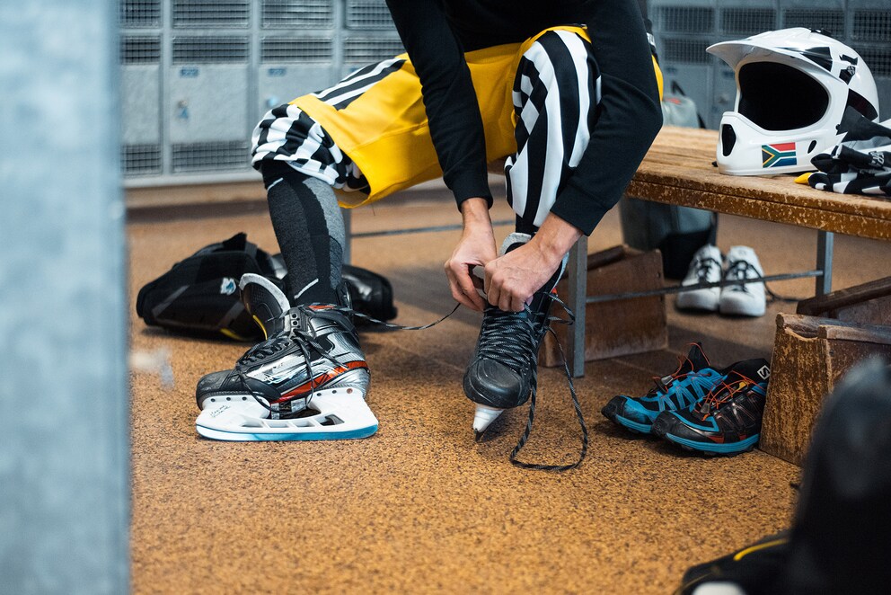The most important piece of equipment: Paul's ice skates.