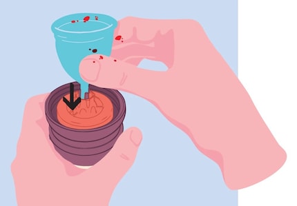 Le support est compatible avec toutes les coupes menstruelles à tige. Photo : Emanui