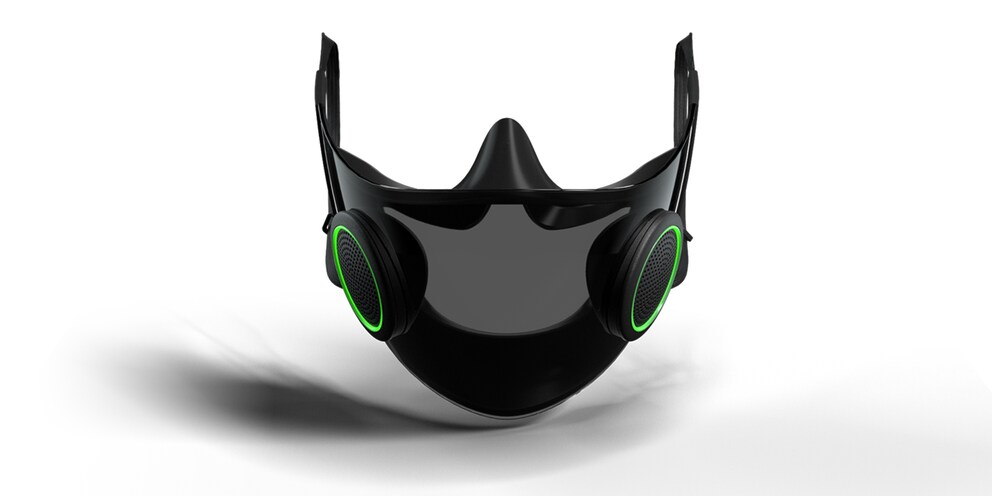 Voilà le masque en détail. La bande en silicone rappelle un casque VR. Source d’image : Razer