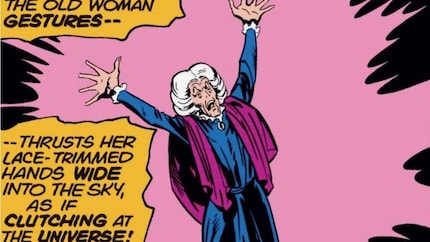 La strega nei fumetti... sembra un po' più vecchia.