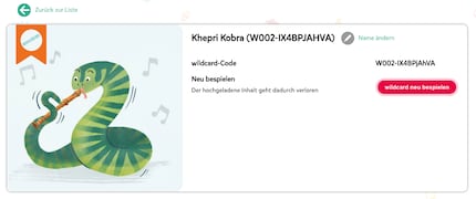 Im Web-Portal oder der App kannst du die Wildcard registrieren, umbenennen, ein Bild auswählen und natürlich Inhalte aufspielen.