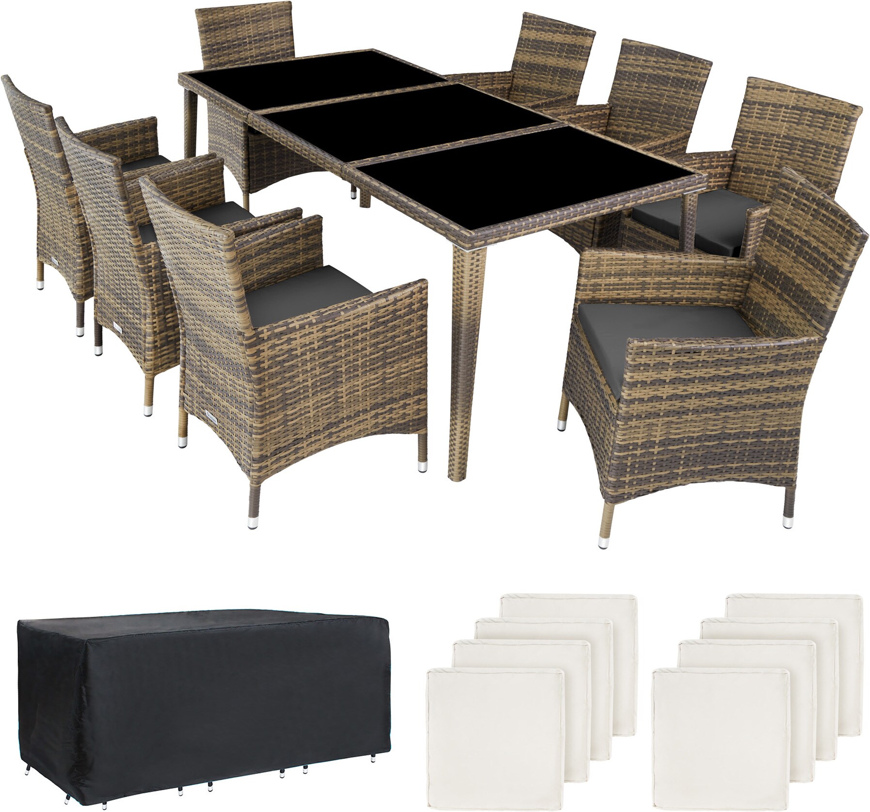 TecTake Aluminium Rattan Sitzgruppe Monaco (190 cm) Galaxus