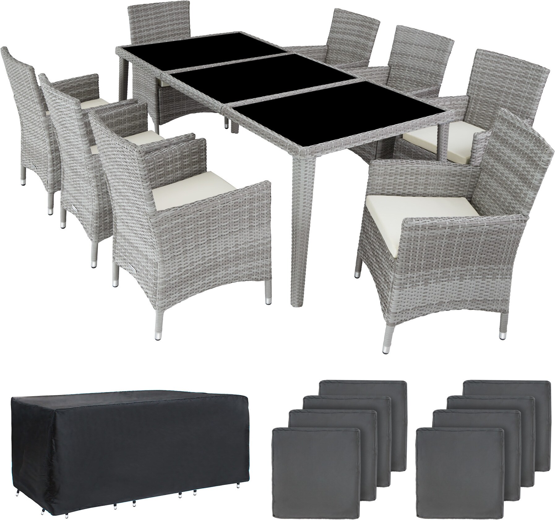 TecTake Aluminium Rattan Sitzgruppe Monaco (190 cm) Galaxus