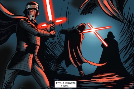 Kylo kämpft gegen Vader.