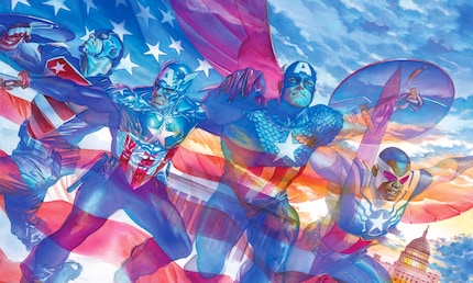 Von links nach rechts: John Walker, Bucky Barnes, Steve Rogers und Sam Wilson.