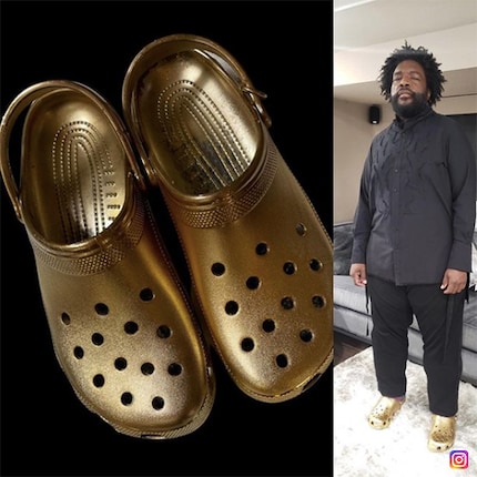 Musiker Questlove trug diese goldenen «Jungs» an der diesjährigen Oscar-Verleihung. Bild: @questlove