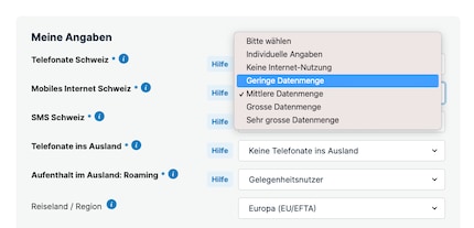 Weniger Optionen als bei Comparis hat Moneyland. Aber viel klarer ist das auch nicht.