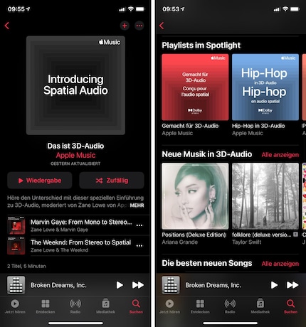 So sah es heute morgen in der Apple Music App aus.