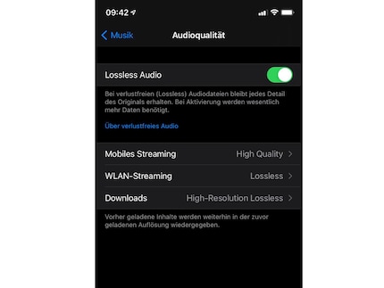 Um lossless hören zu können, muss dies eingestellt werden.