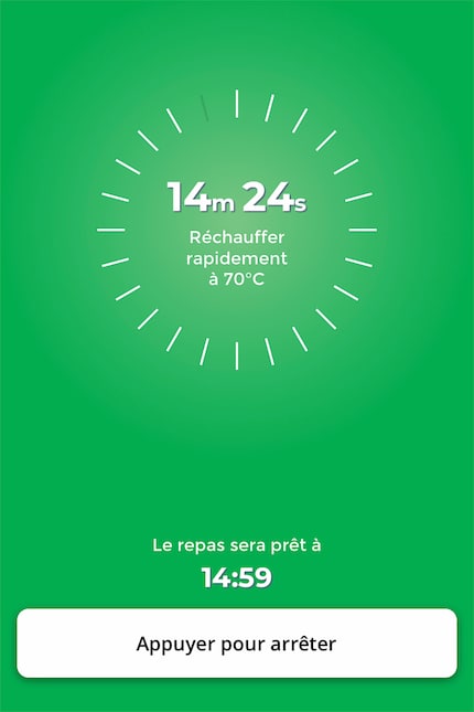 Grâce au minuteur, mon déjeuner est prêt à l'heure souhaitée.