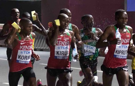 Refroidissement pour les athlètes lors des Championnats du monde à Doha.