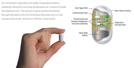 Cette capsule ne contient pas de médicament : CorTemp mesure la température centrale du corps.