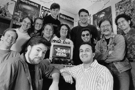 Silicon & Synapse mit Allen Adham im gestreiften Hemd und Mike Morhaime rechts aussen. Bild: Blizzard