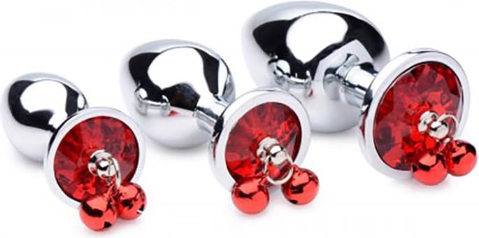 XR Brands BS Red Gem with Bells Anal Plug Set kaufen