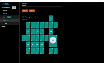 Les touches peuvent être librement configurées grâce au logiciel Azeron.