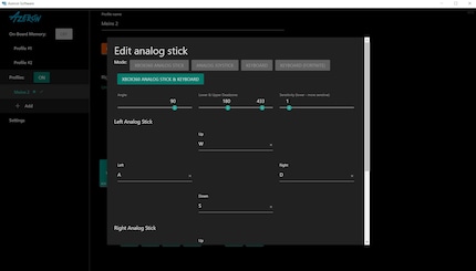 Le stick analogique peut également être ajusté.