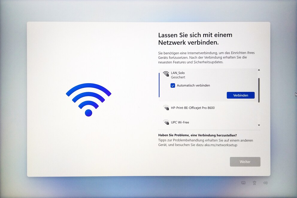 Si vous ne vous connectez pas à un réseau WiFi, la configuration initiale ne pourra pas se poursuivre.