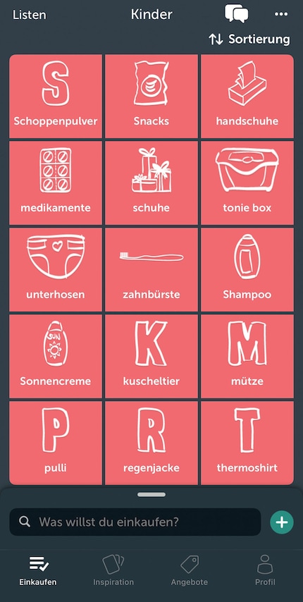 ... et je crée manuellement des listes pour les bagages. Peu importe que, lors de la saisie manuelle, les icônes ne soient pas toujours attribuées correctement.