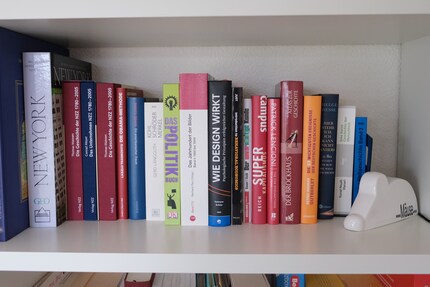 The neatest part of my bookshelf: politics, history, career.