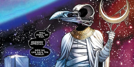 C'est Khonshu, le dieu égyptien de la lune, qui donne ses pouvoirs à Moon Knight.