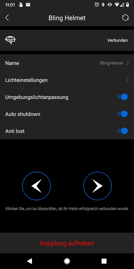 Die Zusatzfunktionen sind gut, aber Fahren mit Dauerlicht geht bei diesem Helm nicht.
