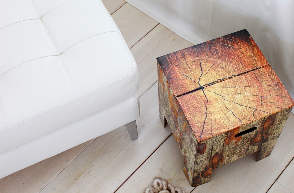 A cardboard stool can’t compete with the feel and smell of real wood. Image: Dutchdesign