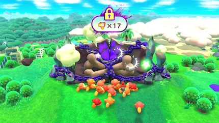Bevor ihr gegen den Boss eines jeden Abschnitts antreten könnt, braucht ihr die Hilfe der Waddle Dees. In der ersten Welt reicht es tatsächlich nicht aus, die Level einfach nur abzuschließen. Danach müsst ihr euch aber keine Sorgen mehr machen. Bis zum nächsten Boss steigt die Zahl der benötigten Waddle Dees gerade mal um zwei.