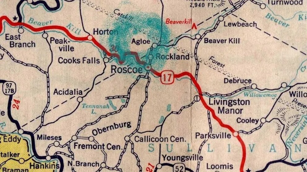 Agloe, a fictional place in upstate New York. Image: Omnictionary