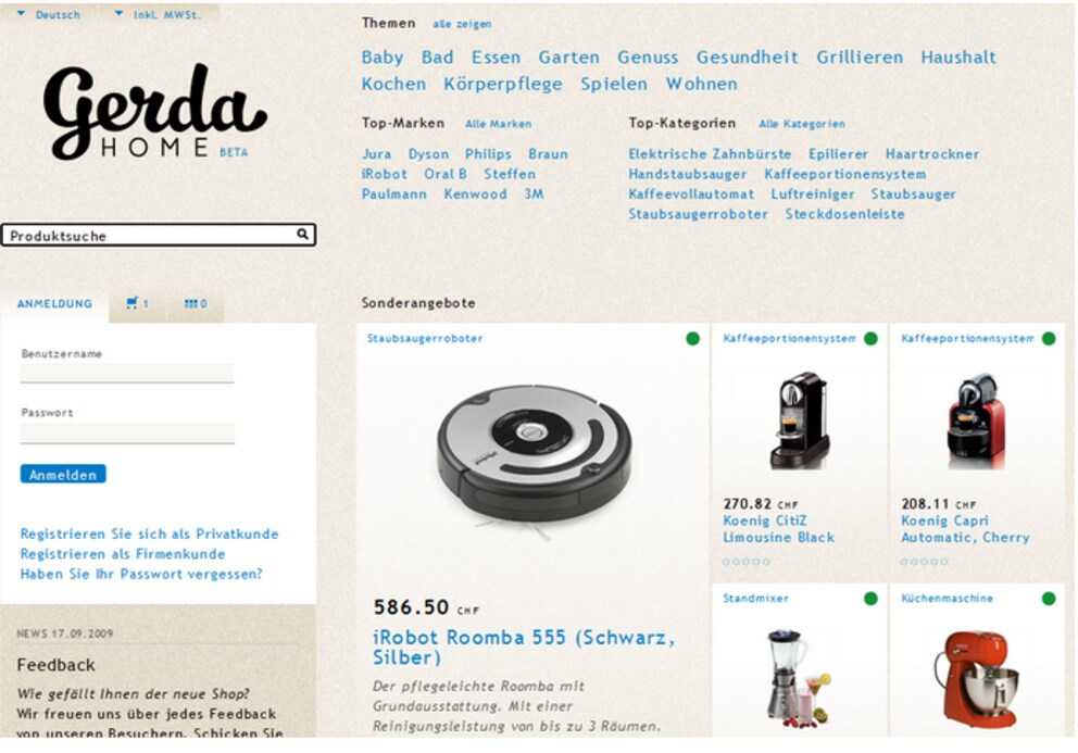 Antiquated: this is what Gerda Home, the Galaxus predecessor, looked like