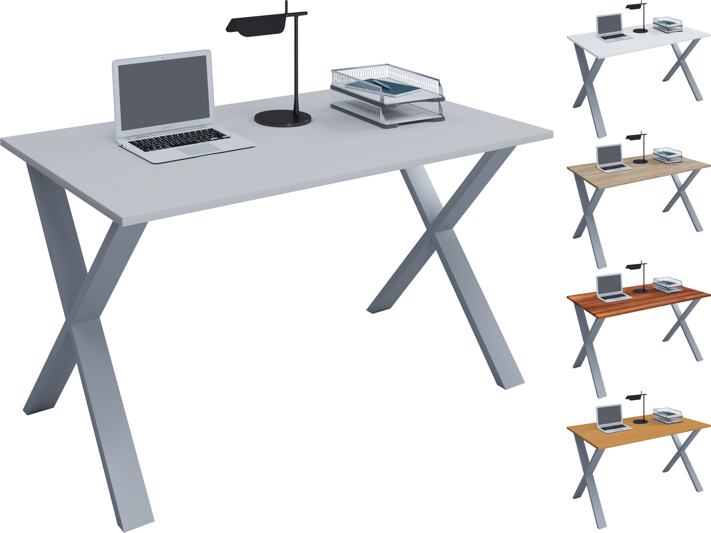 VCM Premium Büromöbel Schreibtisch Lona X Silber (140 cm) Galaxus