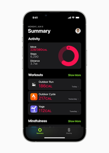 Fitness-App auf dem iPhone.