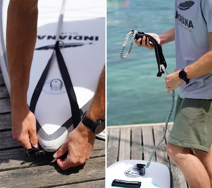 2-in-1-Lösung: Schlaufe ab, Leash ans Bein.