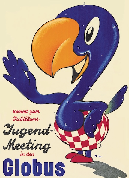 Das Plakat fürs Jugend-Meeting: 1932 lud der Globus mit Globi zum Firmenjubiläum ein.