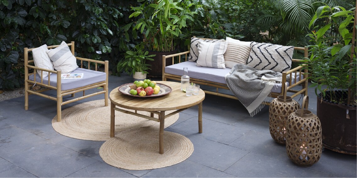 Mobili da giardino sostenibili in bambù, nuovi in stock