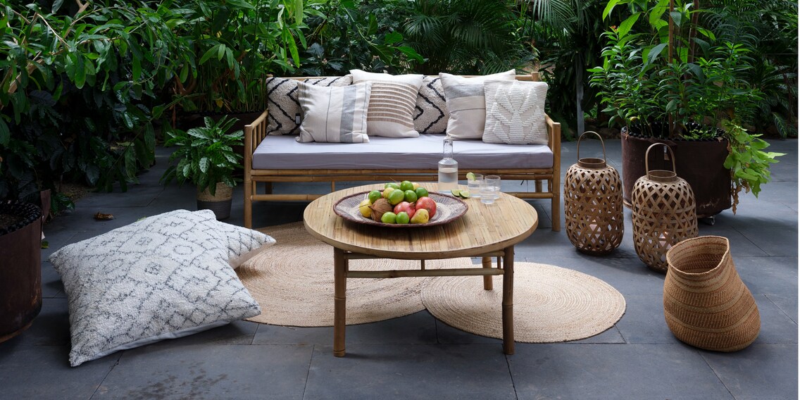 Mobili da giardino sostenibili in bambù, nuovi in stock