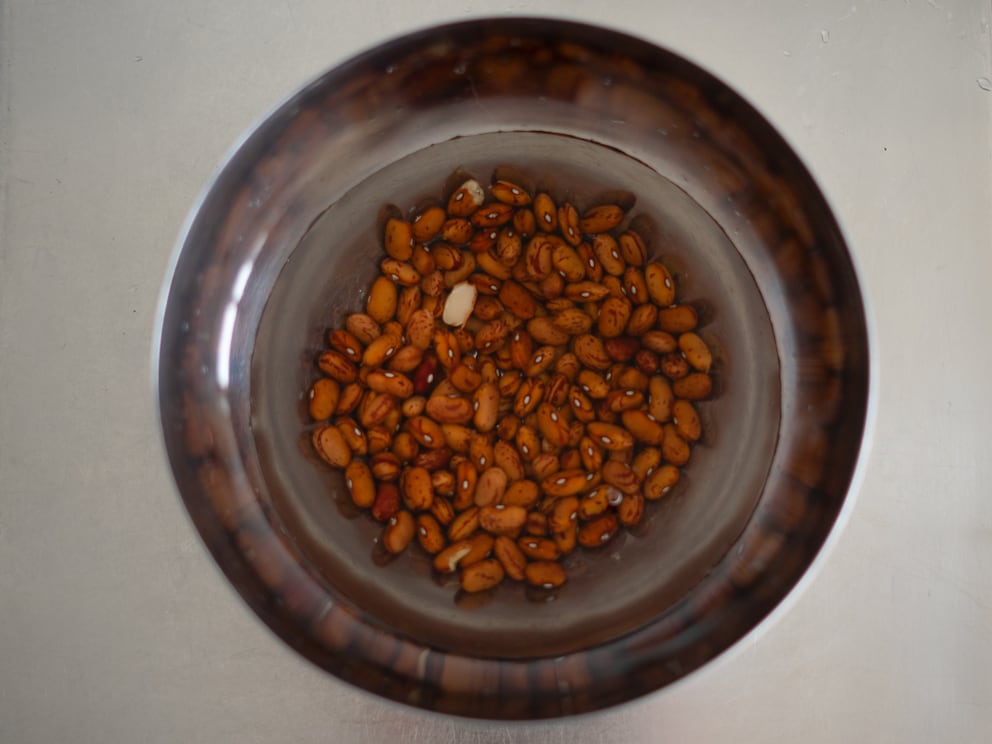 My borlotti beans were ready a little sooner thanks to the baking soda in the soaking water.