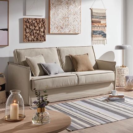 Dimensions : 202 x 56 x 92 cm | matériaux : fibre acrylique, bois de pin | photo : Kave Home