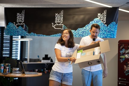Die Live-Demo des Team Tetris überzeugte wohl viele – denn das kleine Team holte am meisten Stimmen im Voting.