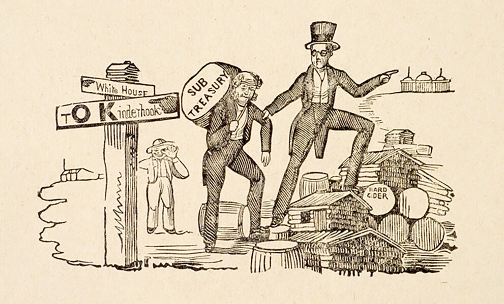Illustration politique illustrant le difficile chemin vers la réélection de Van Buren.