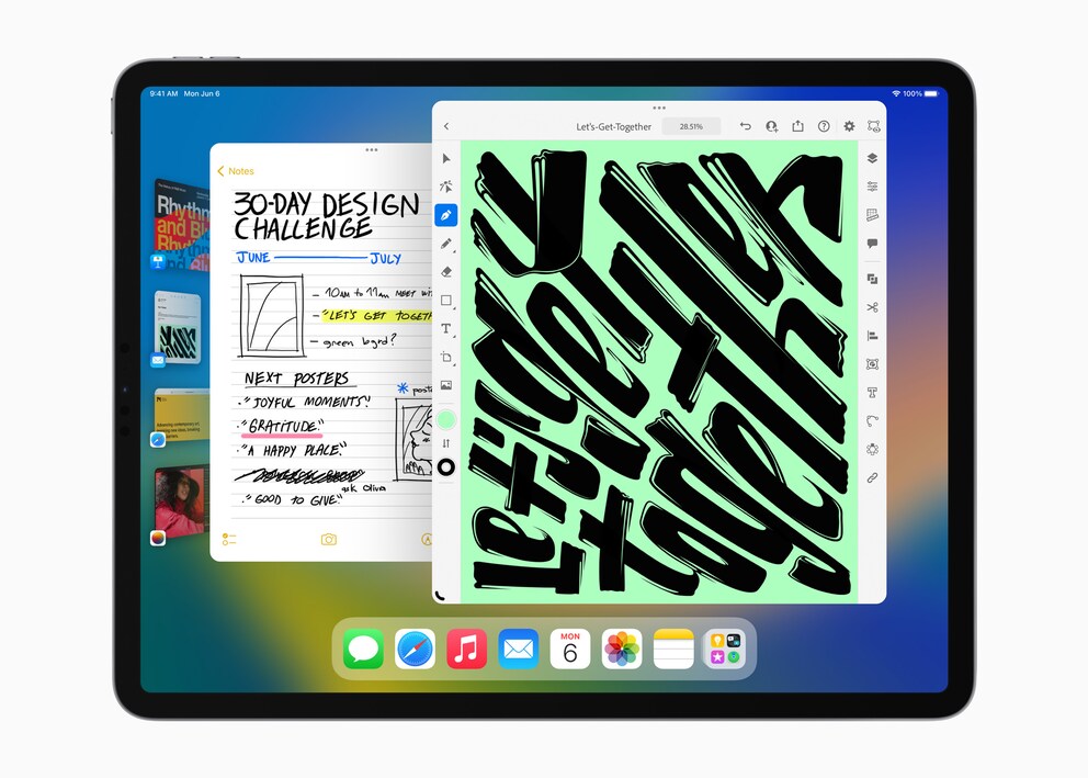 Der Stage Manager auf dem iPad.