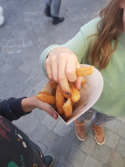 Suivie de churros. On fait le plein de sucre.