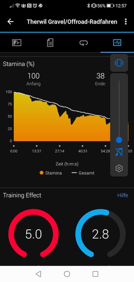 Garmin Connect con i nuovi dati sulla resistenza e gli effetti dell'allenamento.