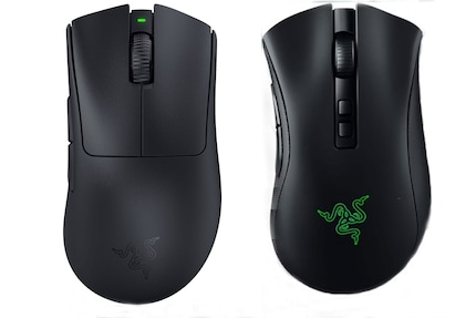 Confronto tra il DeathAdder V3 Pro (a sinistra) e il V2 Pro (a destra).