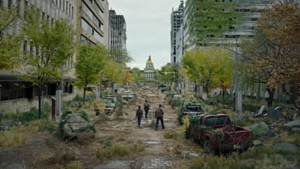 Ellie, Joel und Tess auf dem Weg in das Capitol Building.