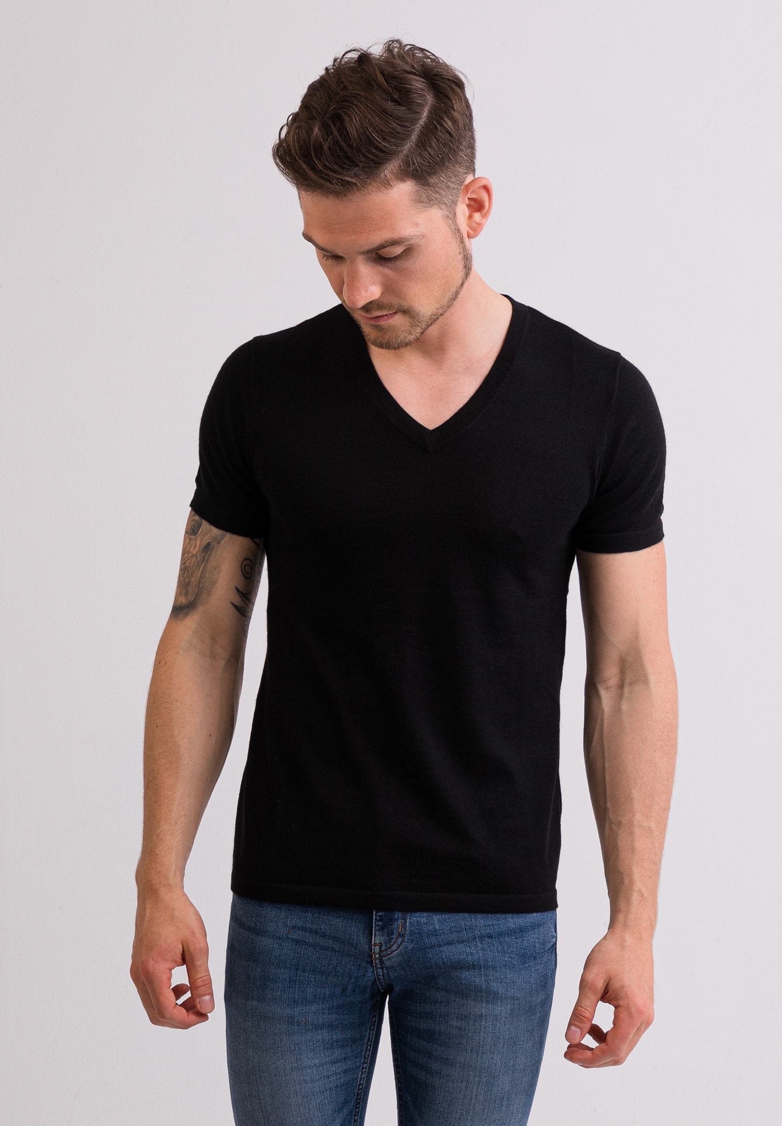 Cash-Mere Kaschmir T-Shirt mit V-Ausschnitt (XL) kaufen