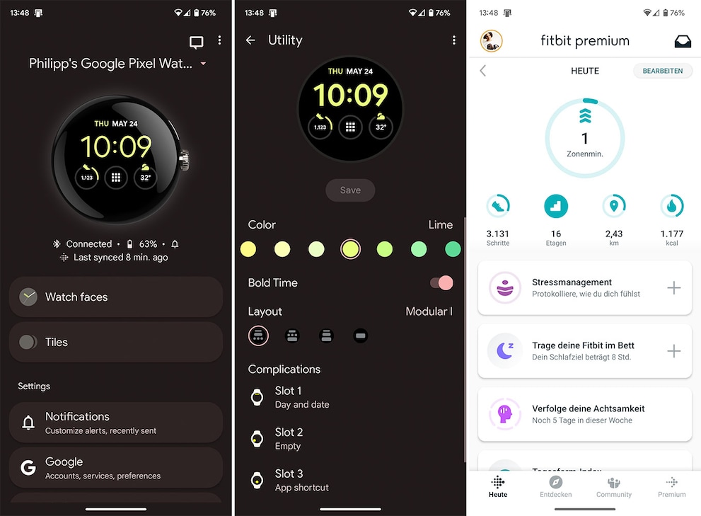 L’application Pixel Watch semble un peu maigre par rapport à l’application Apple Watch.