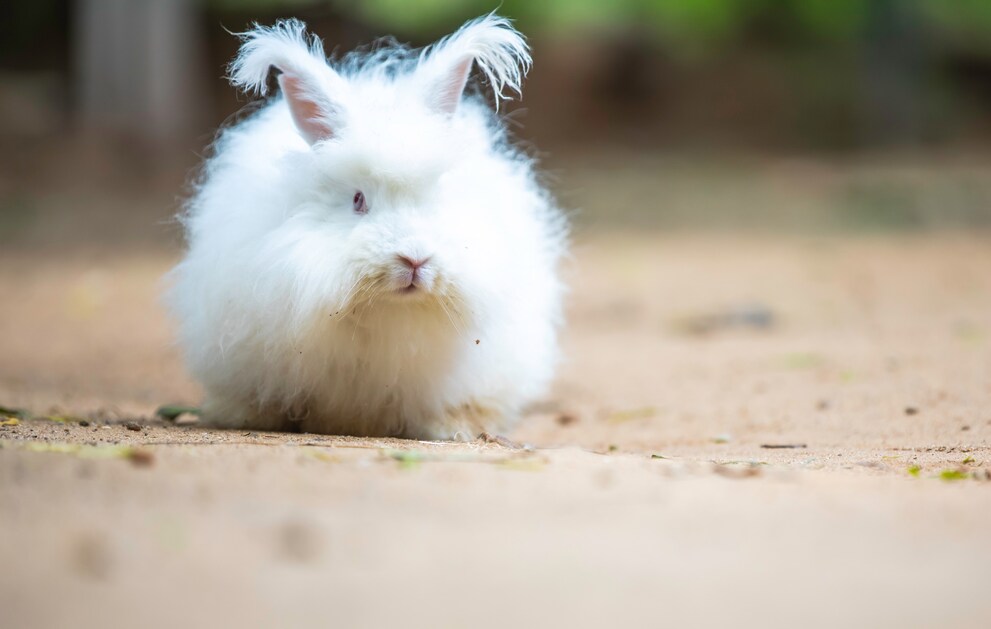 Ein fluffiges Angorakaninchen.