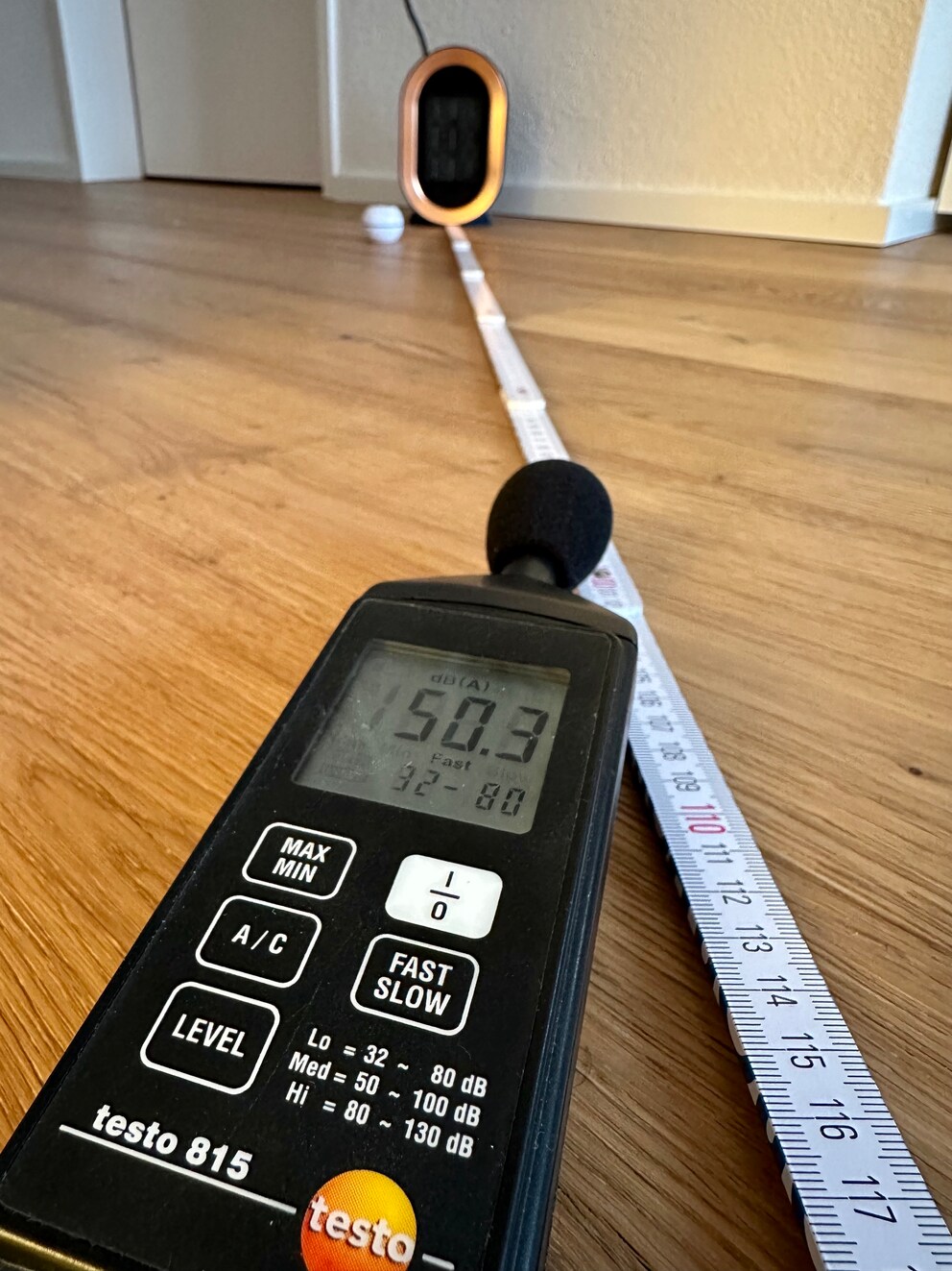 Mesure du bruit à une distance d’environ un mètre.