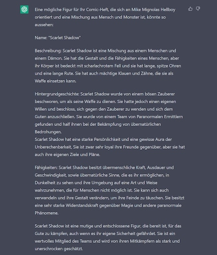 ChatGPT liefert mir Story, Charakter und später sogar die Bildkomposition.
