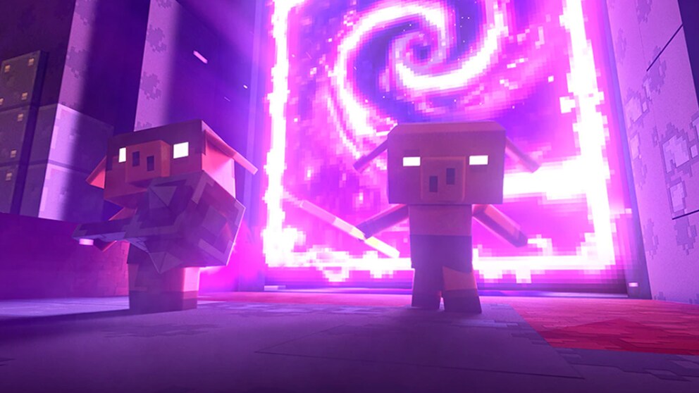Das Action-Strategiespiel kommt im typischen Minecraft-Look daher.